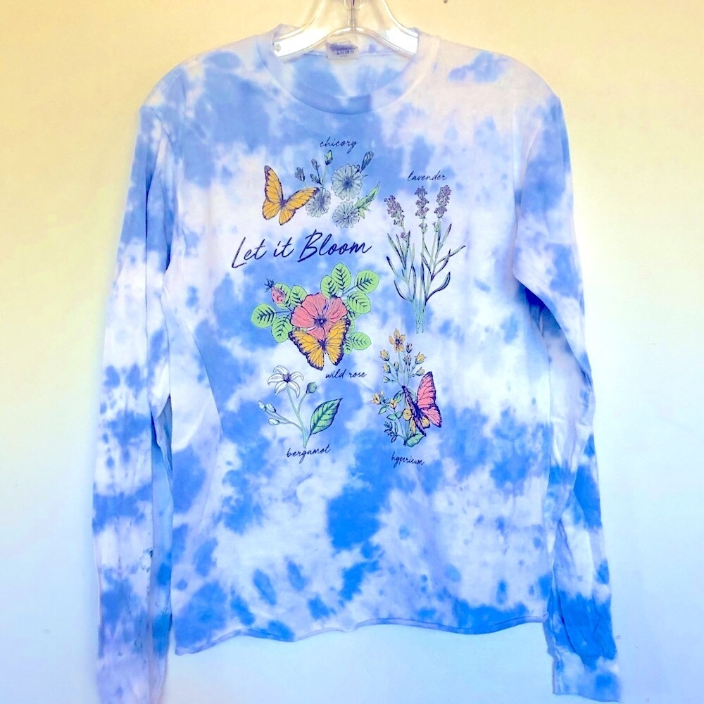 Let It Bloom Botanical WildFlowers Long Sleeve Tie Dye T shirt